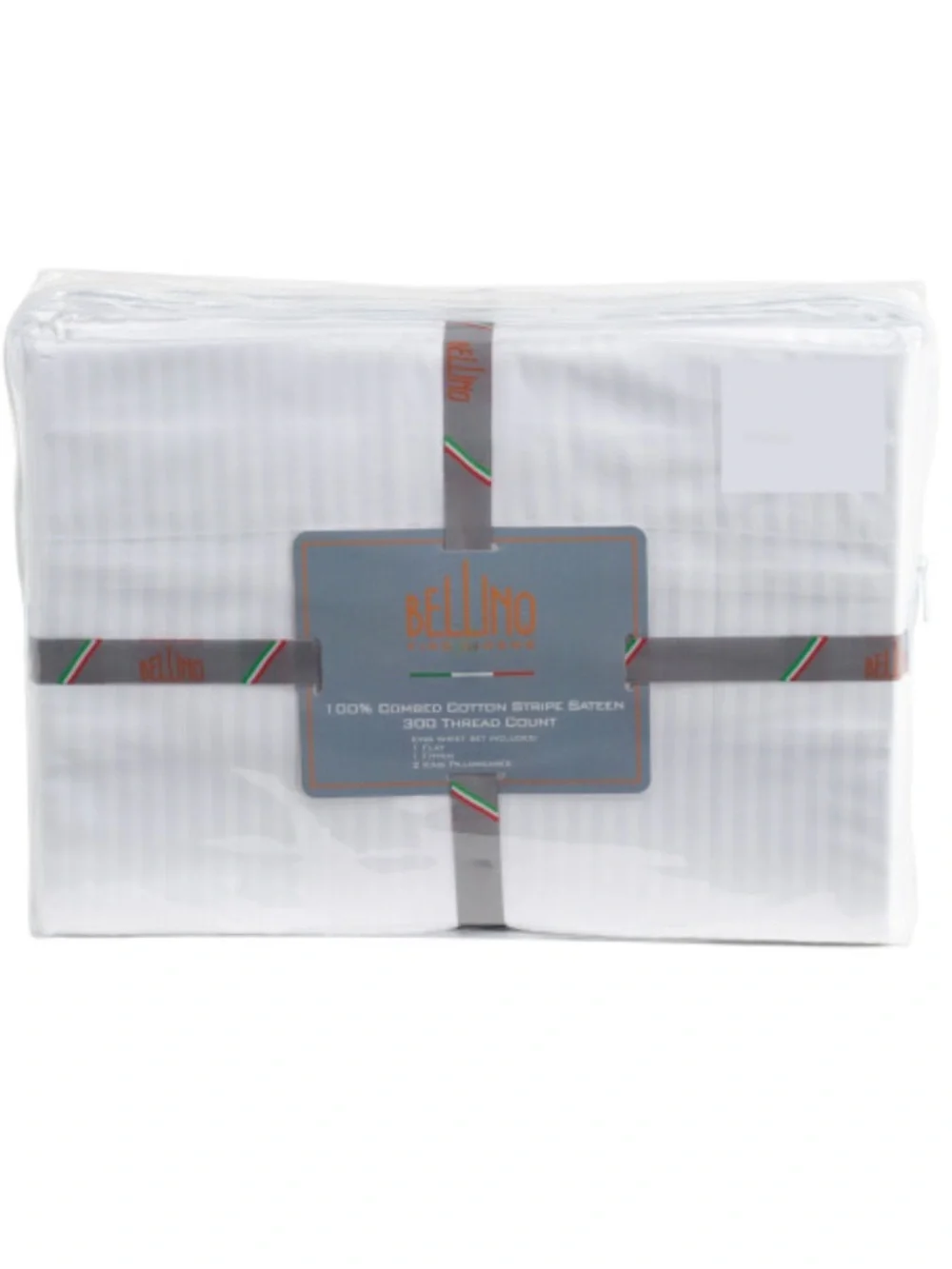 Bellino White Stripe Cotton Sheet Set - 300 TC